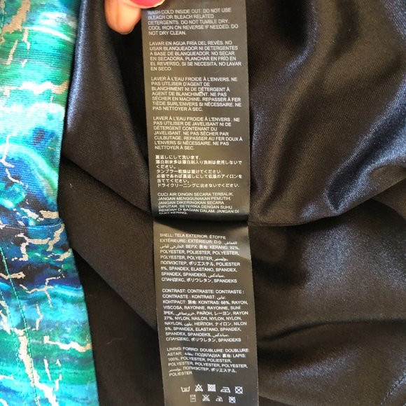 Bebe Women Blue Black Color block Long Sleeve Body cone Dress size XS Stretch AS - Picture 11 of 13